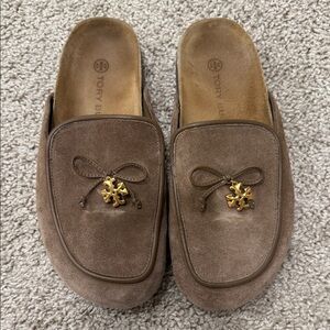 Tory Burch Tan Suede Women Slip-Ons